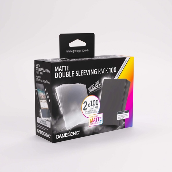 Gamegenic Matte Sleeves: Double Sleeving Pack Black  Sort   2x100 Kortlommer