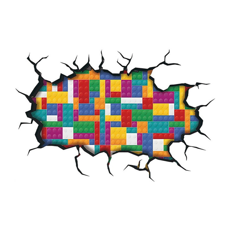 Hul   Væggen Wallsticker  Wallsticker Med Legoklodser