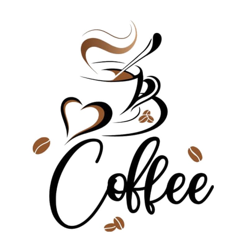 Kaffe Wallsticker Coffee  Kaffekop  Hjerter Og Kaffebønner  38x32 5cm