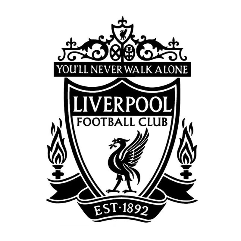 Liverpool Wallsticker  Liverpool Logo Som Fodbold Wallsticker  Sort   50x37cm