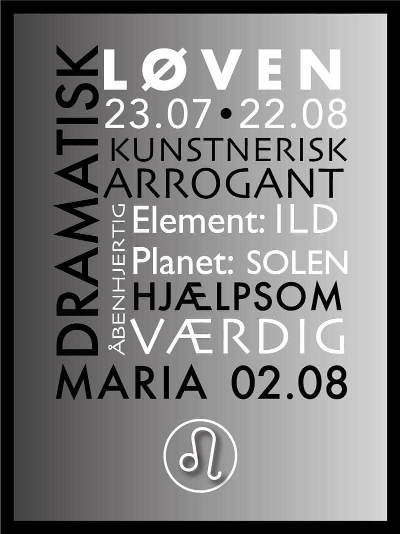 Løven Stjernetegn Med Tekst Plakat