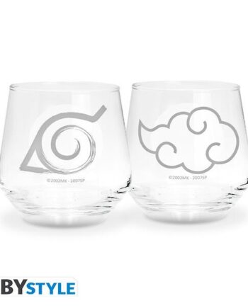 Naruto Shippuden Konoha   Akatsuki Set Of   Glasses 300ml