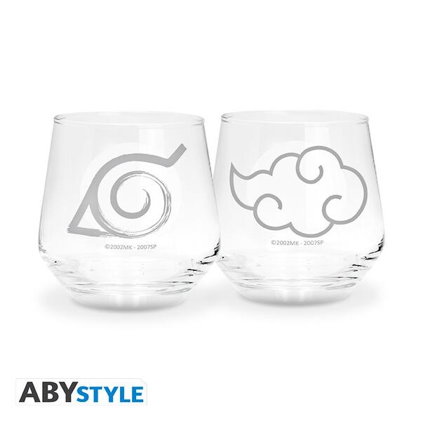 Naruto Shippuden Konoha   Akatsuki Set Of   Glasses 300ml