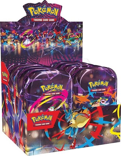 Pokemon Tin Kasse 2025 Fall Mega Heroes Mini Tins Display 10 Mini Tins 20 Boosters