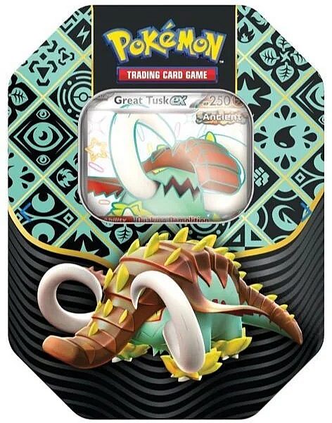 Pokemon Tin Kasse 2024 Wave Winter: Great Tusk Ex Scarlet Violet: Paldean Fates Collector Tin Box Boosters