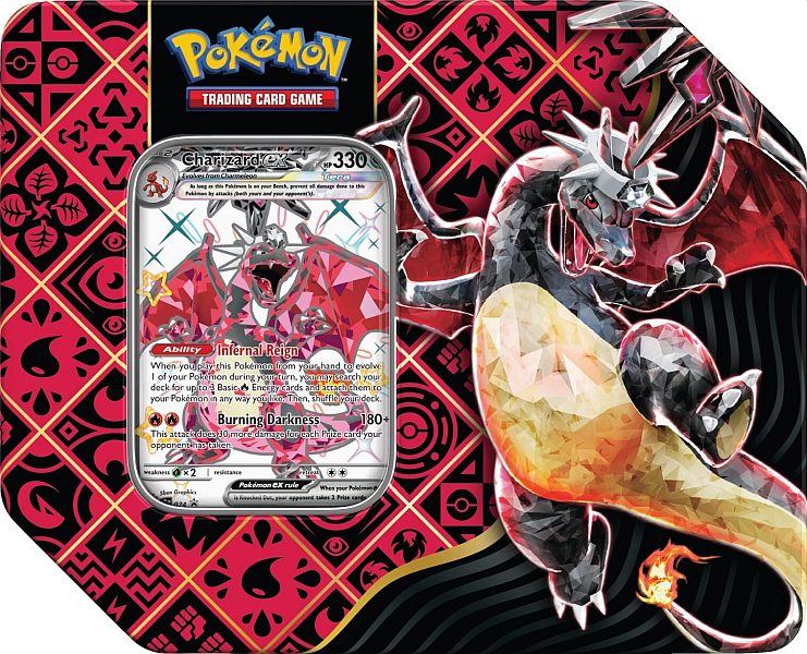 Pokemon Tin Kasse 2024 Wave Winter Usa Version : Charizard Ex Scarlet Violet: Paldean Fates Collector Tin Box Boosters