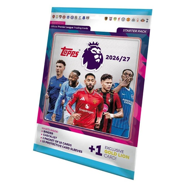 Topps Match Attax Premier League 2026 2027 Starter Pack Startersæt Med Booster Mappe Golden Lion Pack Og Mere