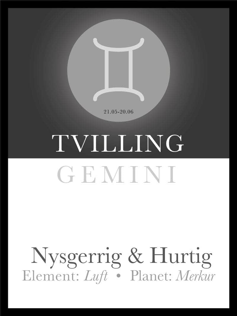 Tvillingen Stjernetegn Tekst Plakat
