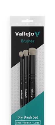 Vallejo Brush Round Set Natural Hair Dry Brush Small  Medium  Large