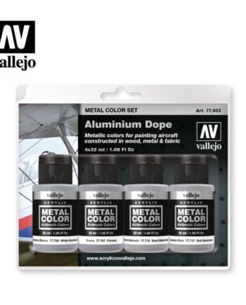 Vallejo Metal Color Air: Paint Set  226 128 147  Aluminium Dope Colors    Colors