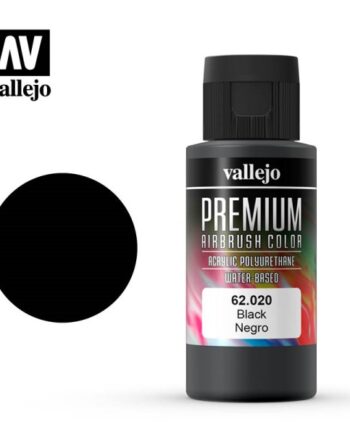 Vallejo Premium Airbrush Color: Black 60ml